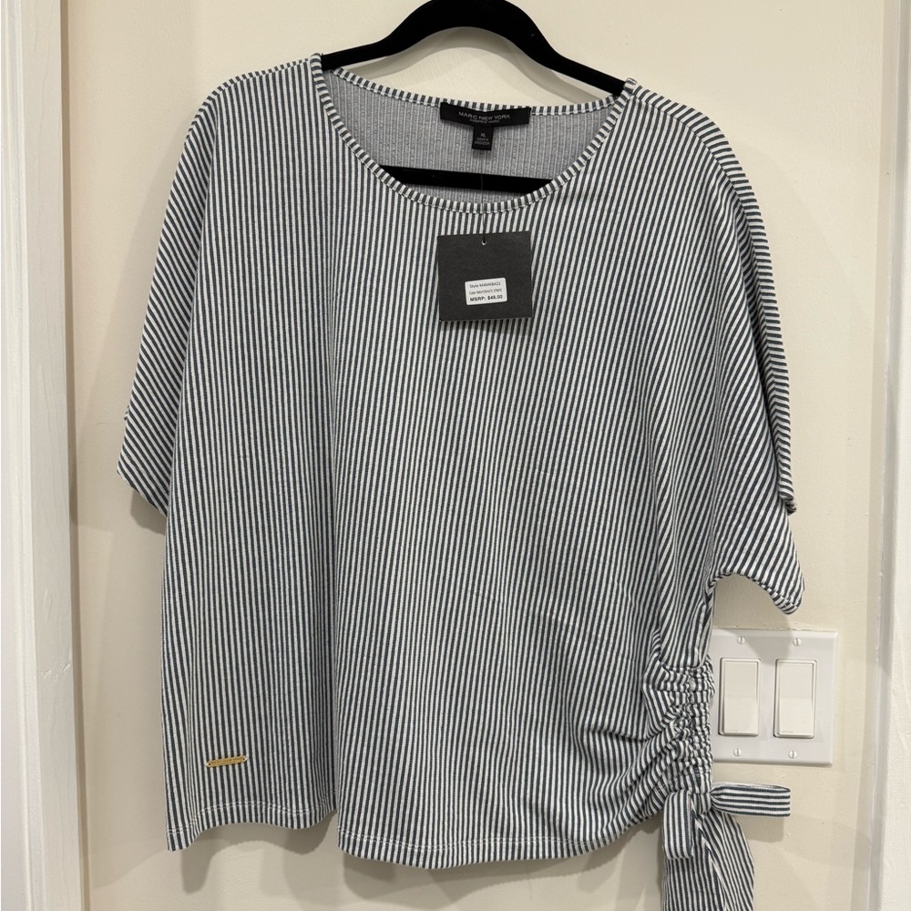 Marc New York Black and White Striped Blouse
